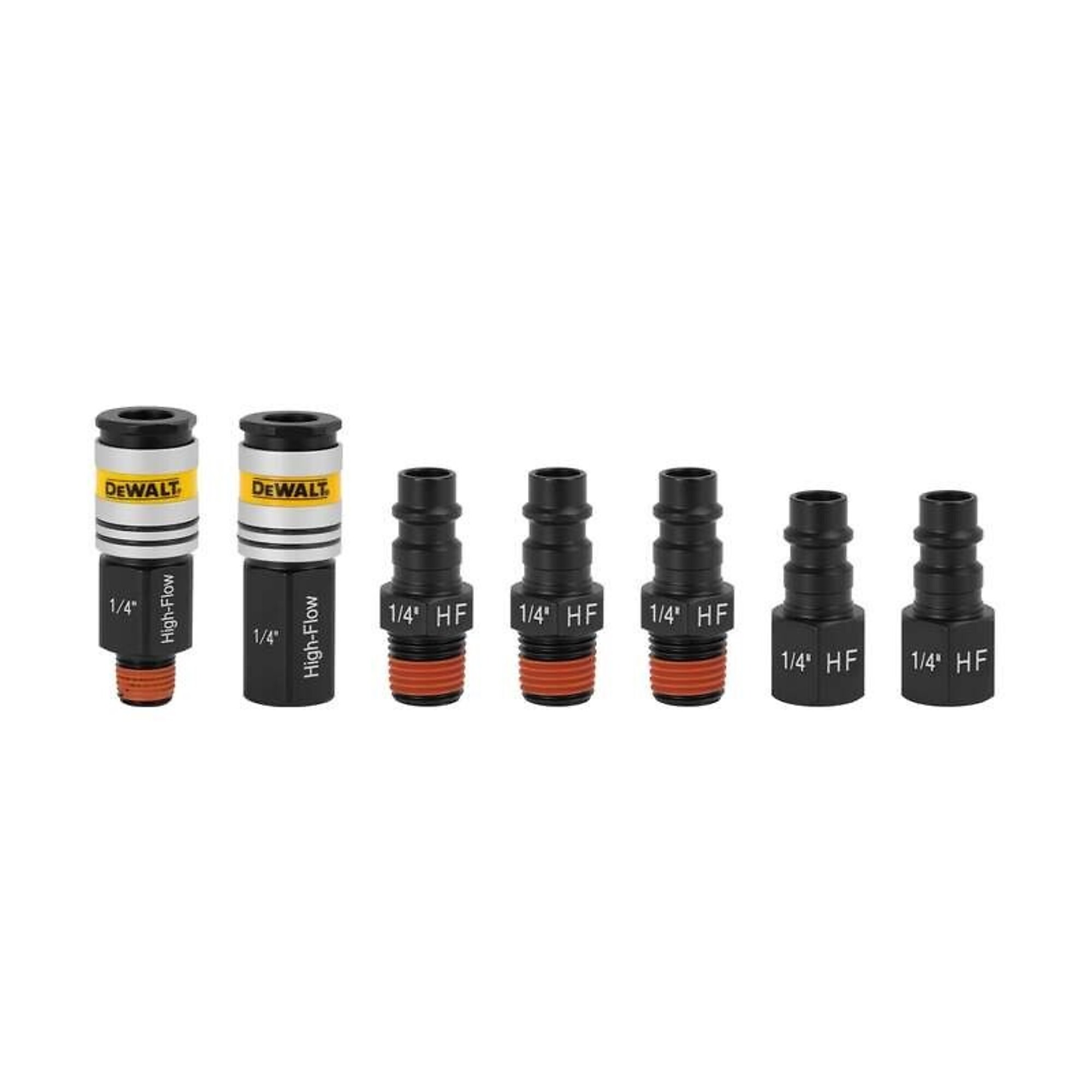 DEWALT, 7pc High Flow Couplers Plugs 1/4in. NPT, Coupler Size 1/4 in, Model# DXCM036-0205